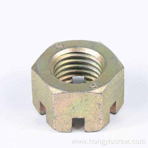 Metric Slotted Brass Hex Slotted Nut M20